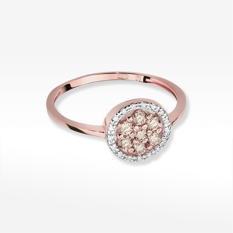 Pierścionek W0440 z brązowymi Diamentami 0,43CT różowe złoto
