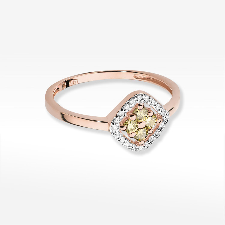 Pierścionek W0441 z brązowymi Diamentami 0,30CT różowe złoto