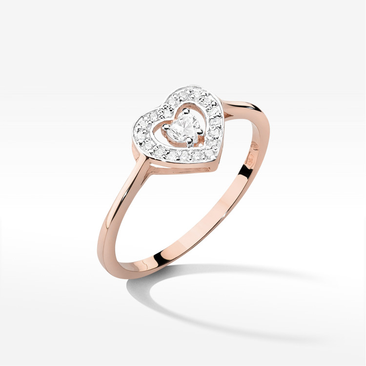 Pierścionek W0442 Diament 0,19ct różowe złoto