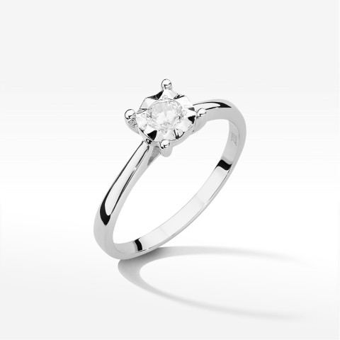 Pierścionek z białego złota z diamentem - próba 585 0,20CT PV-105B