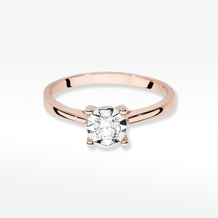 Pierścionek z różowego złota z diamentem - próba 585 0,20CT PV-105C