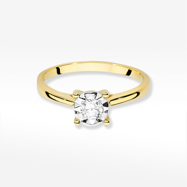 Pierścionek z żółtego złota z diamentem - próba 585 0,20CT PV-105A