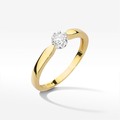 Pierścionek z żółtego złota z diamentem - próba 585 0,15CT W-450A 0.15ct