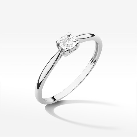 Pierścionek W0461 Diament 0,08ct białe złoto