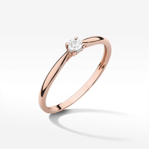 Pierścionek W0461 Diament 0,01ct różowe złoto