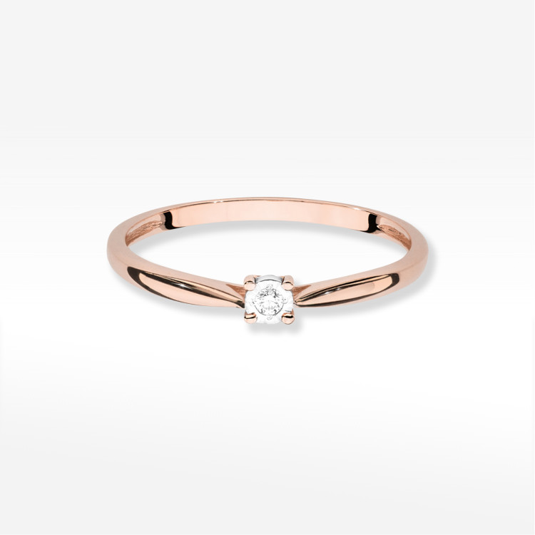 Pierścionek W0461 Diament 0,01ct różowe złoto