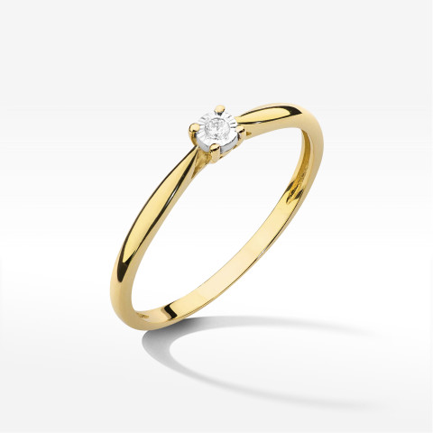 Pierścionek z żółtego złota z diamentem - próba 585 0,01CT W-461A 0.01ct