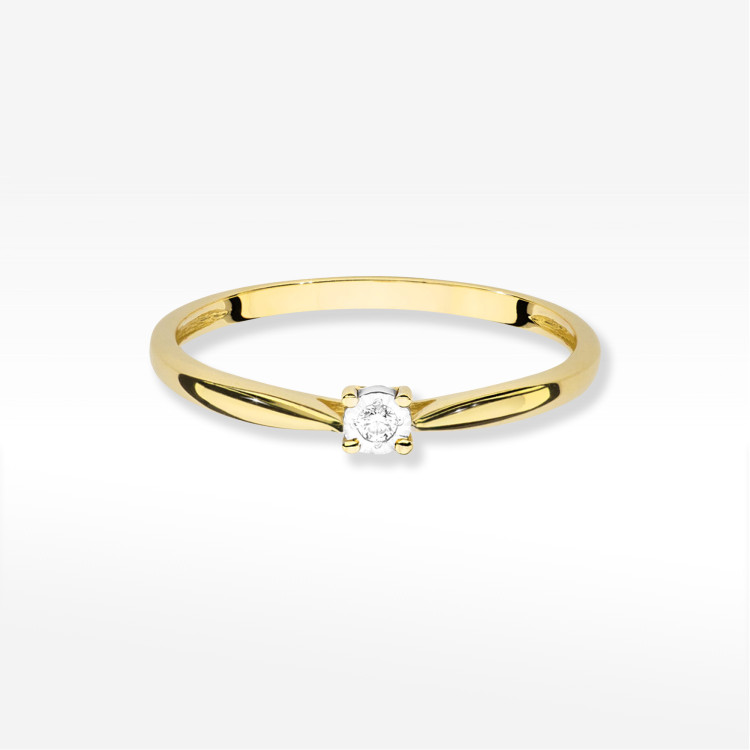 Pierścionek z żółtego złota z diamentem - próba 585 0,01CT W-461A 0.01ct