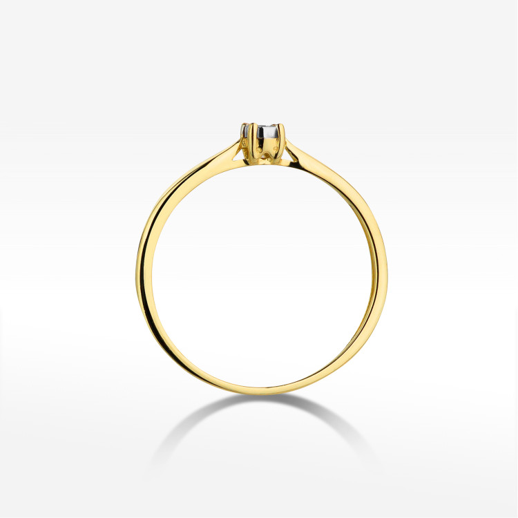 Pierścionek z żółtego złota z diamentem - próba 585 0,01CT W-461A 0.01ct