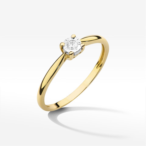 Pierścionek z żółtego złota z diamentem - próba 585 0,08CT W-461A 0.08ct