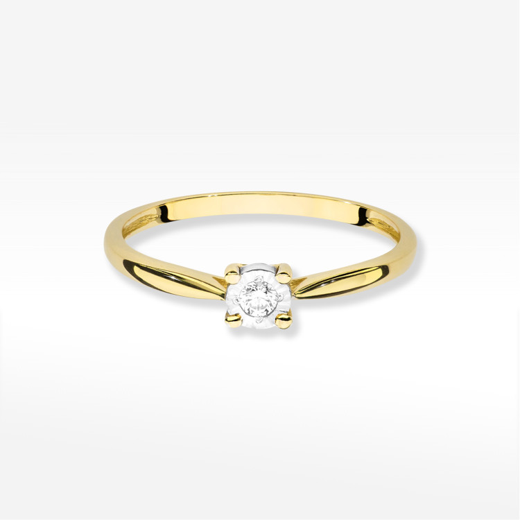 Pierścionek z żółtego złota z diamentem - próba 585 0,08CT W-461A 0.08ct