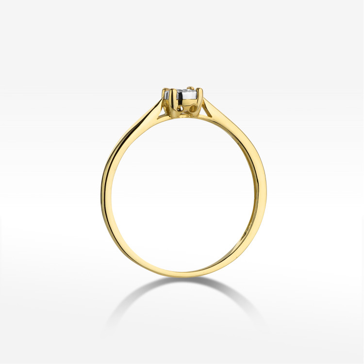 Pierścionek z żółtego złota z diamentem - próba 585 0,08CT W-461A 0.08ct