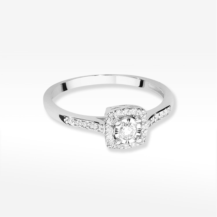 Pierścionek z białego złota z diamentami  - próba 585 0,21CT W-462B