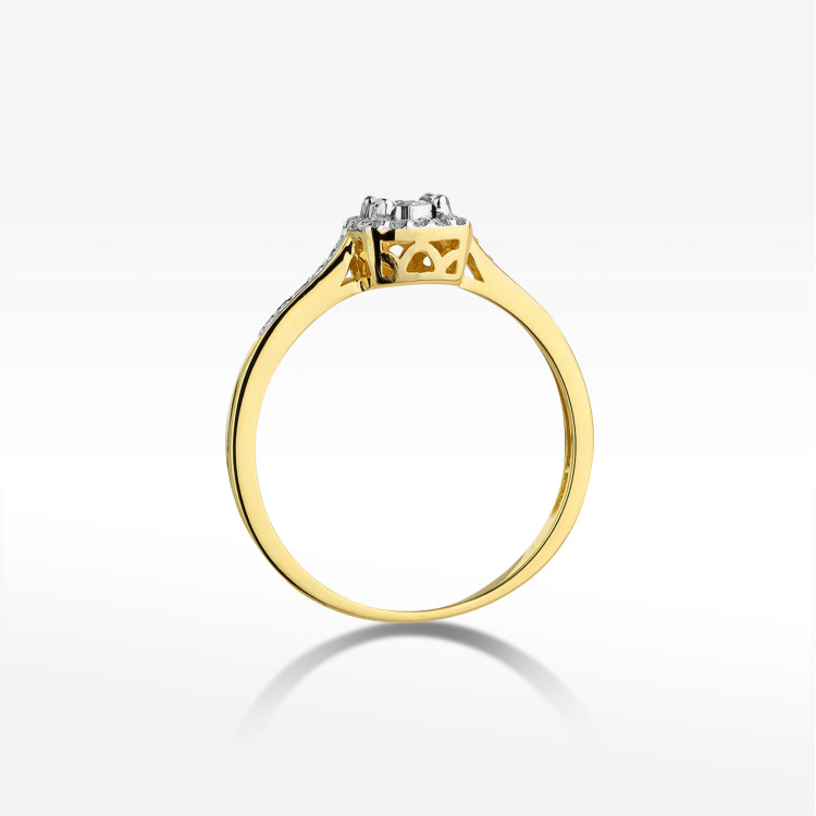 Pierścionek z żółtego złota z diamentami  - próba 585 0,21CT W-462A