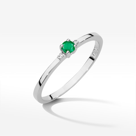 Pierścionek W0464 Szmaragd 0,15ct białe złoto
