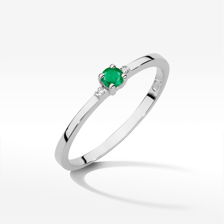 Pierścionek W0464 Szmaragd 0,15ct białe złoto