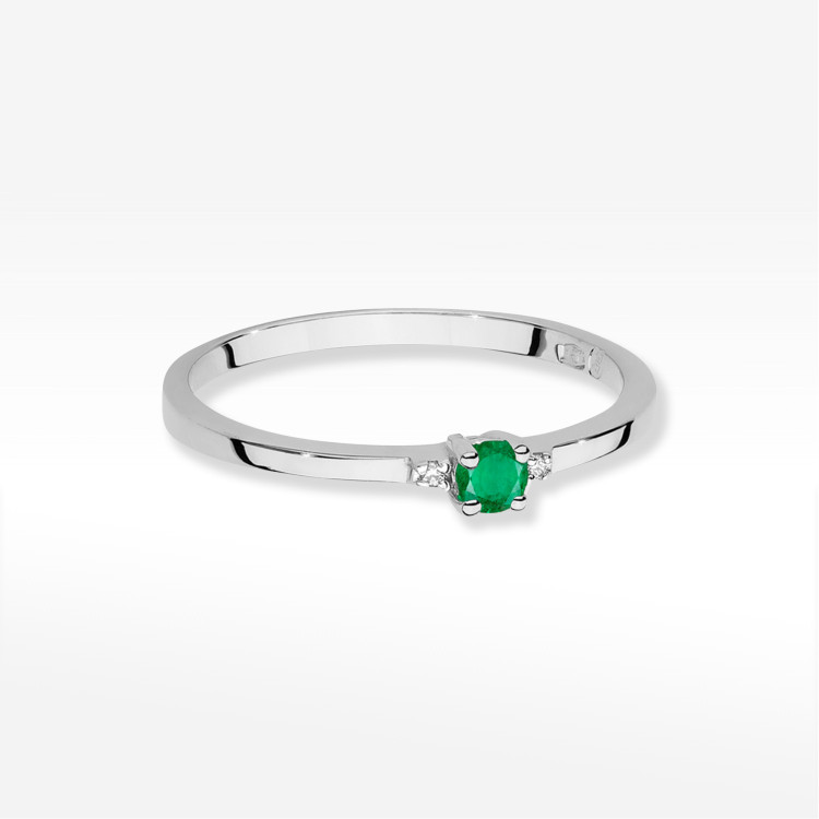 Pierścionek W0464 Szmaragd 0,15ct białe złoto