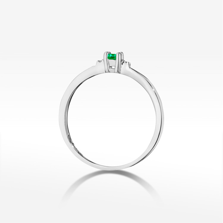 Pierścionek W0464 Szmaragd 0,15ct białe złoto