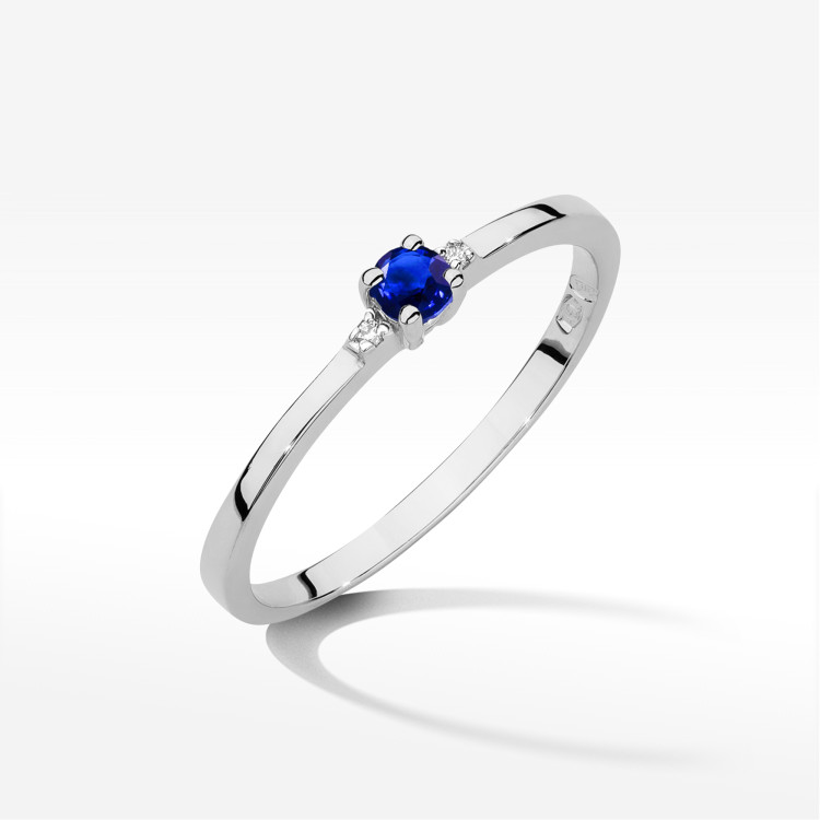 Pierścionek W0464 Szafir 0,15ct białe złoto