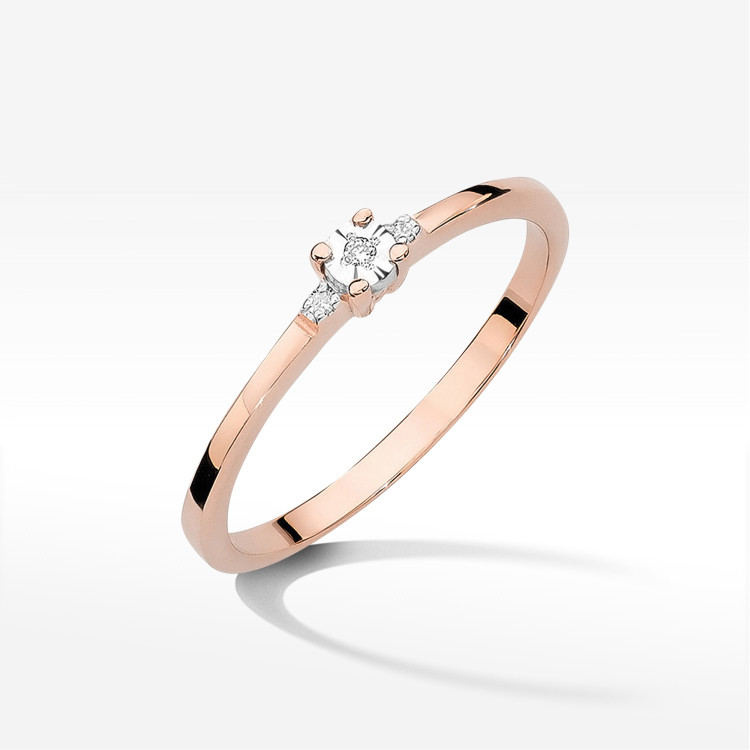 Pierścionek W0464 Diament 0,01ct różowe złoto