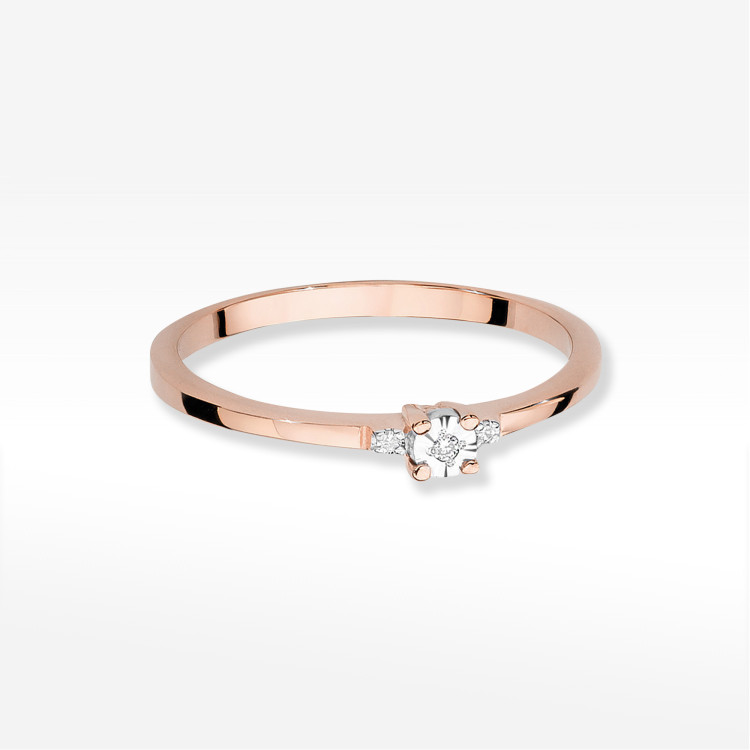 Pierścionek W0464 Diament 0,01ct różowe złoto