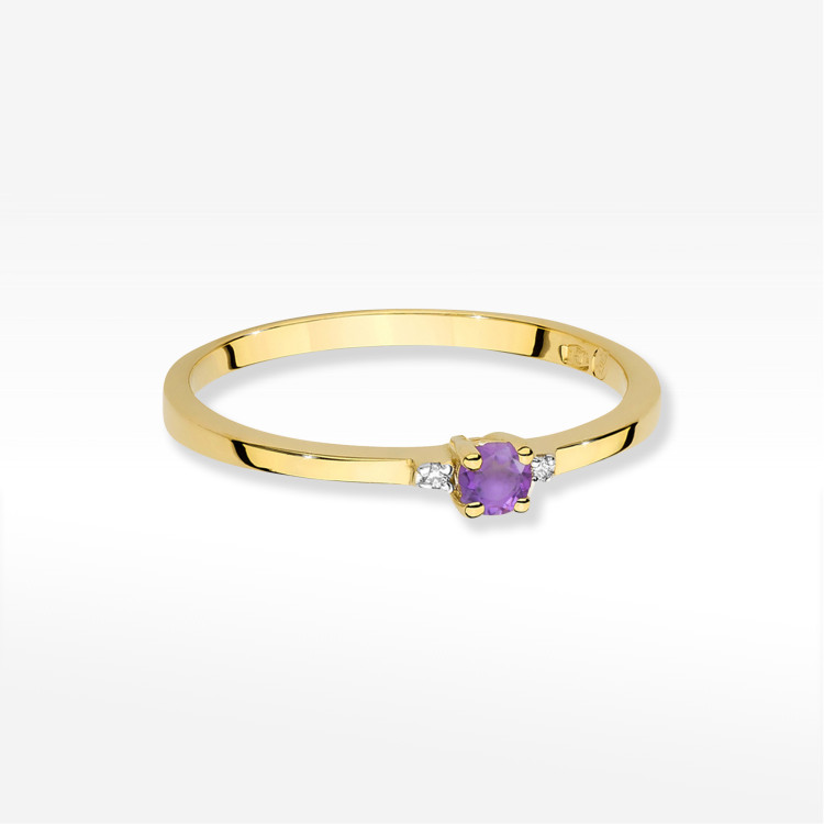 Pierścionek W0464 Ametyst 0,10ct żółte złoto