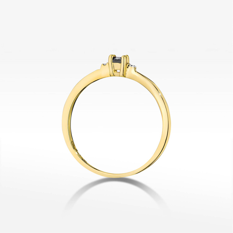 Pierścionek W0464 Czarny Diament 0,12ct żółte złoto