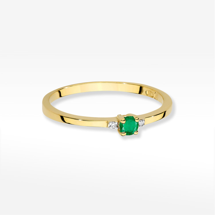 Pierścionek W0464 Szmaragd 0,15ct żółte złoto