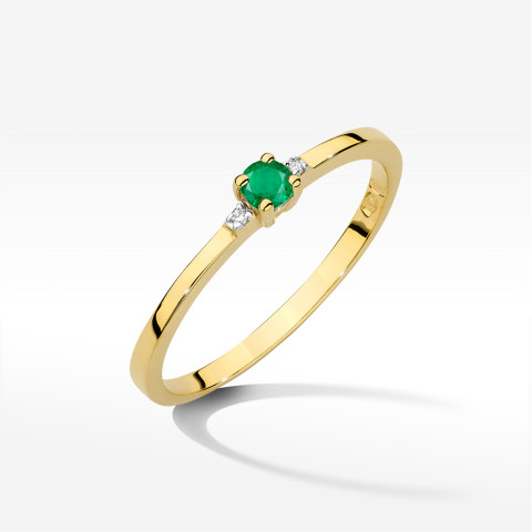 Pierścionek W0464 Szmaragd 0,15ct żółte złoto