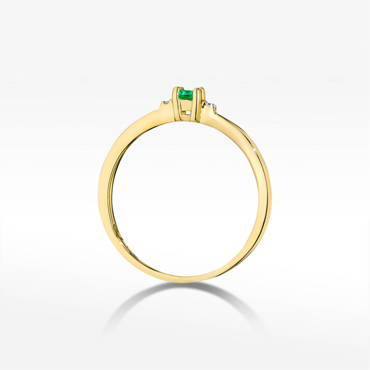 Pierścionek W0464 Szmaragd 0,15ct żółte złoto