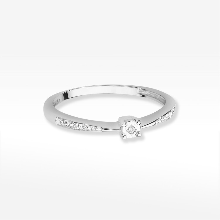 Pierścionek z białego złota z diamentami  - próba 585 0,02CT PV-236B