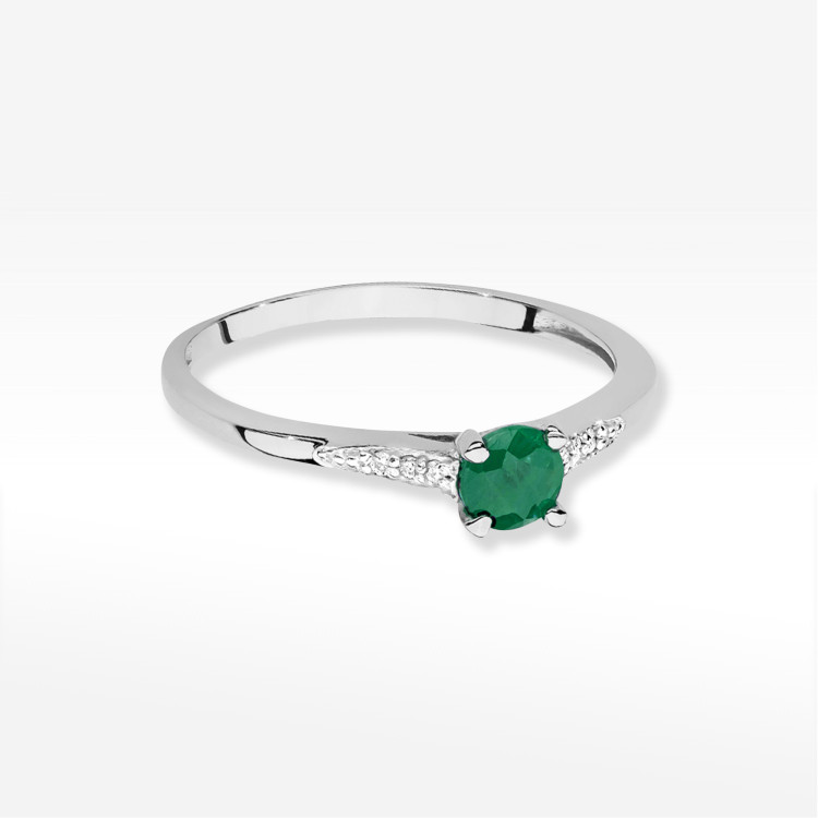 Pierścionek W0466 Szmaragd 0,33ct białe złoto