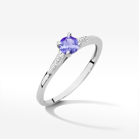 Pierścionek W0466 Tanzanit 0,38ct białe złoto