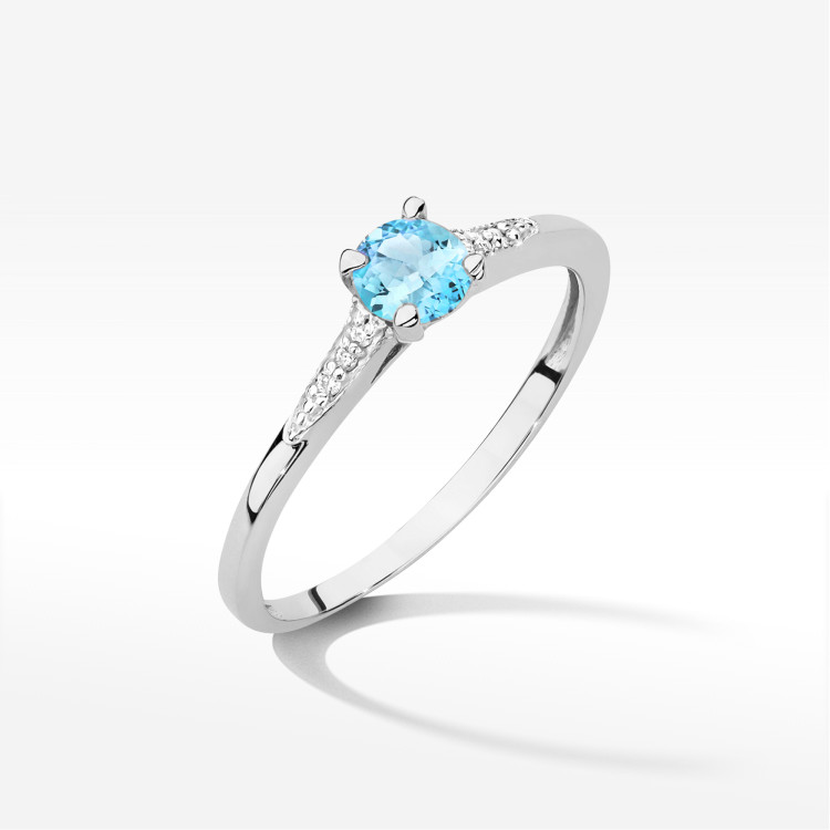 Pierścionek z białego złota z topazem Swiss - próba 585 0,41CT w0466.B3.TOB.01