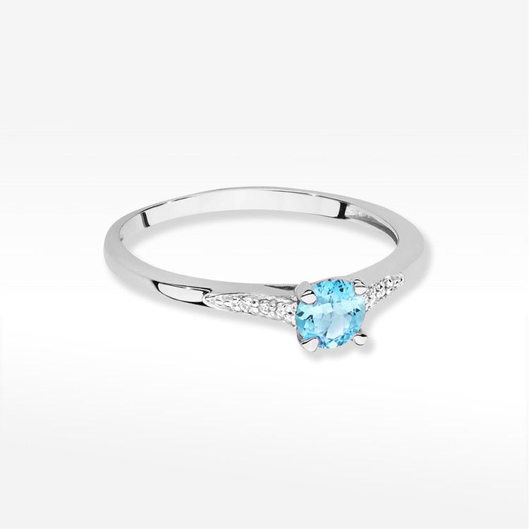 Pierścionek z białego złota z topazem Swiss - próba 585 0,41CT w0466.B3.TOB.01