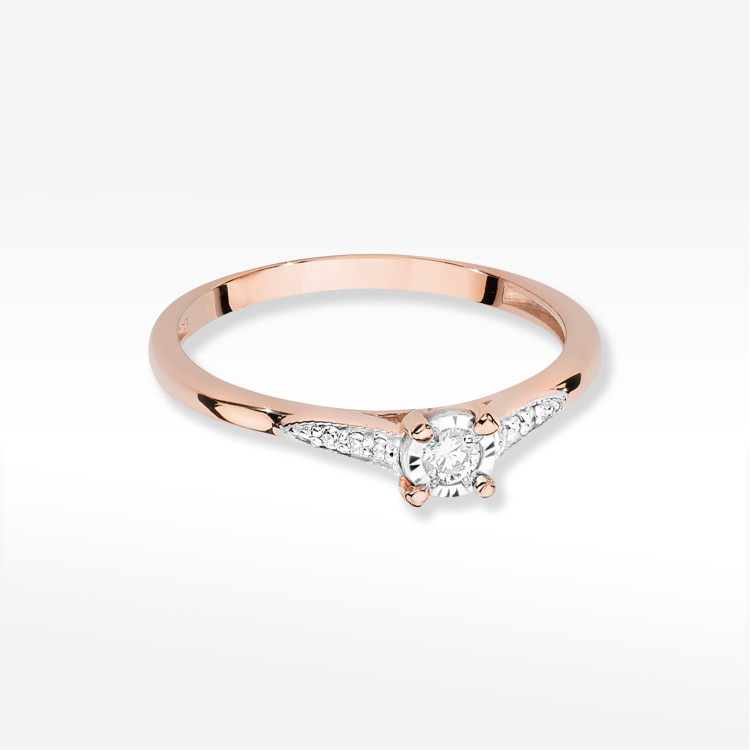 Pierścionek W0466 Diament 0,11ct różowe złoto
