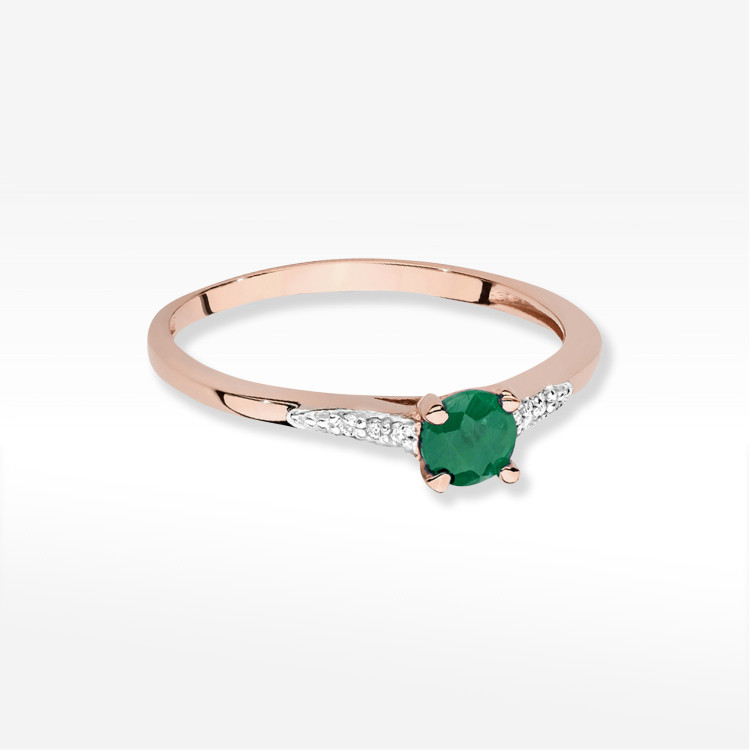 Pierścionek W0466 Szmaragd 0,33ct różowe złoto