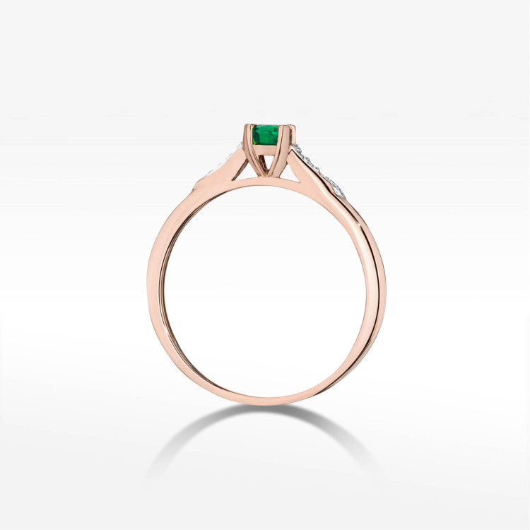 Pierścionek W0466 Szmaragd 0,33ct różowe złoto