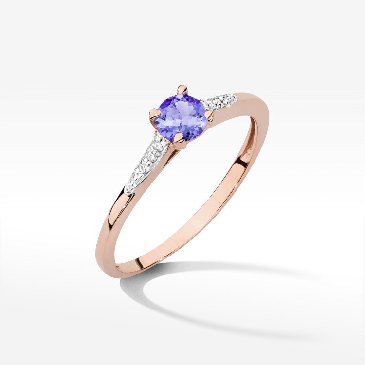 Pierścionek W0466 Tanzanit 0,38ct różowe złoto