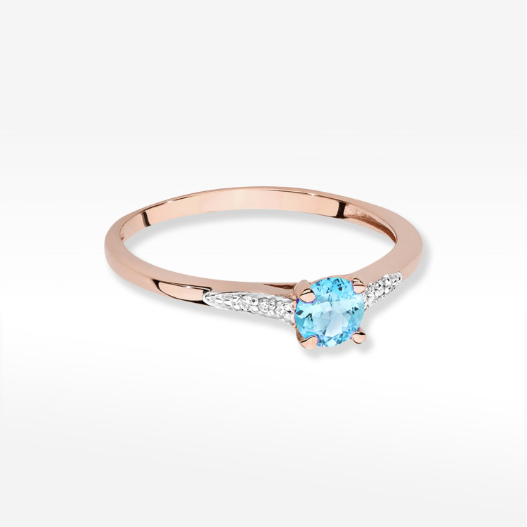 Pierścionek z różowego złota z topazem Swiss - próba 585 0,41CT w0466.R3.TOB.01
