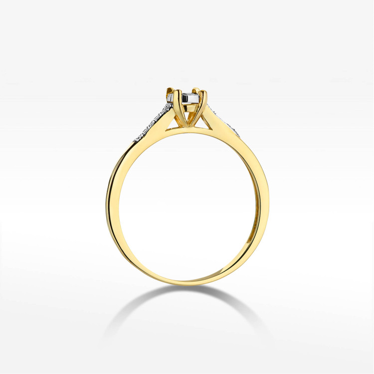 Pierścionek z żółtego złota z diamentami  - próba 585 0,11CT W-466A
