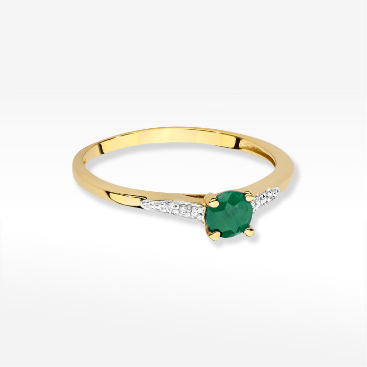 Pierścionek W0466 Szmaragd 0,33ct żółte złoto