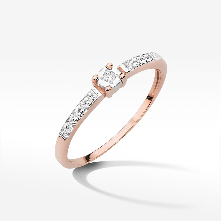 Pierścionek W0467 Diament 0,07ct różowe złoto