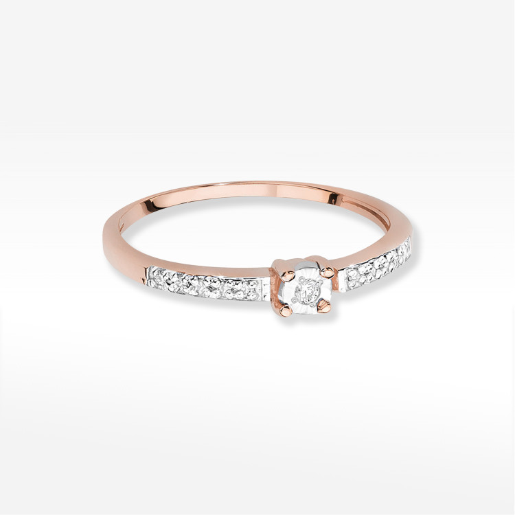 Pierścionek W0467 Diament 0,07ct różowe złoto
