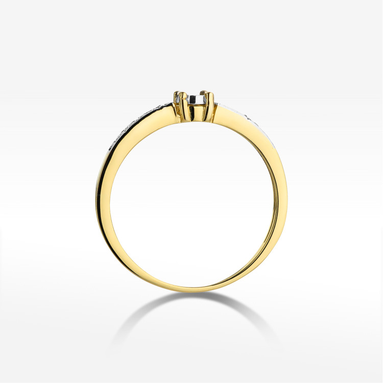 Pierścionek z żółtego złota z diamentami  - próba 585 0,07CT W-467A