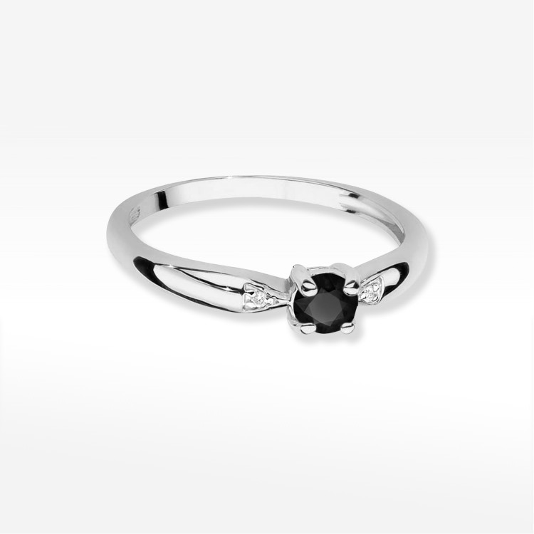 Pierścionek PV-173 Czarny diament 0,12ct białe złoto