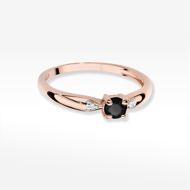 Pierścionek PV-173 Czarny diament 0,12ct różowe złoto