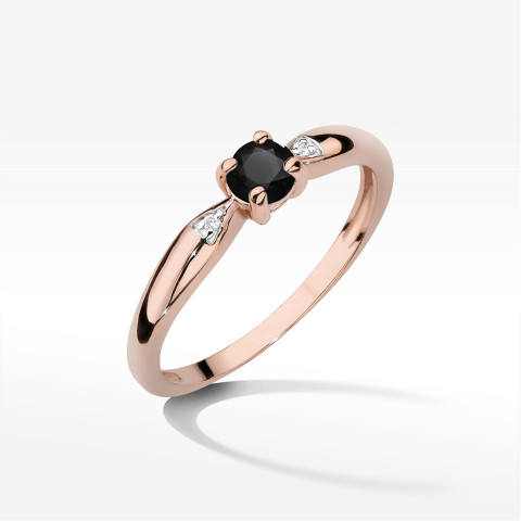 Pierścionek PV-173 Czarny diament 0,12ct różowe złoto