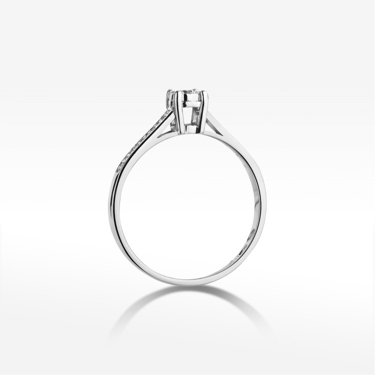 Pierścionek z białego złota z diamentami  - próba 585 0,13CT PV-233B