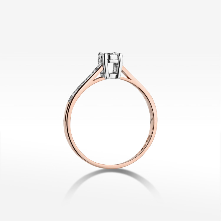 Pierścionek z różowego złota z diamentami  - próba 585 0,13CT PV-233C